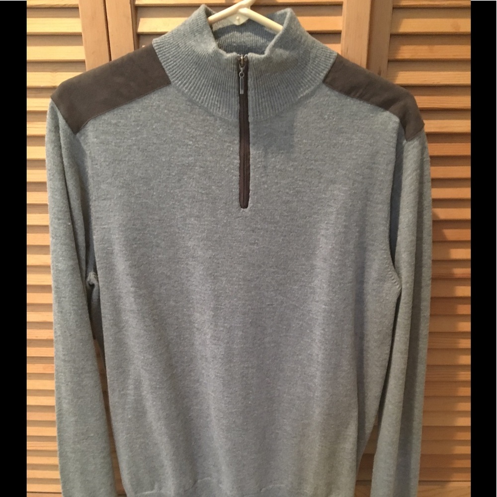 😎Men’s Wool quarter zip with leather shoulders😎